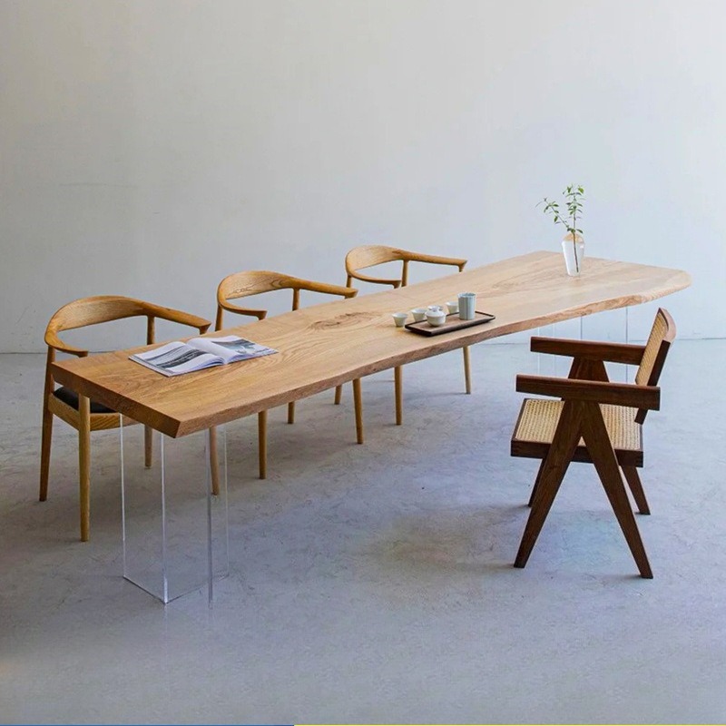 Nordic Solid Wood Acrylic Floa - Office Furniture ulasan dan harga