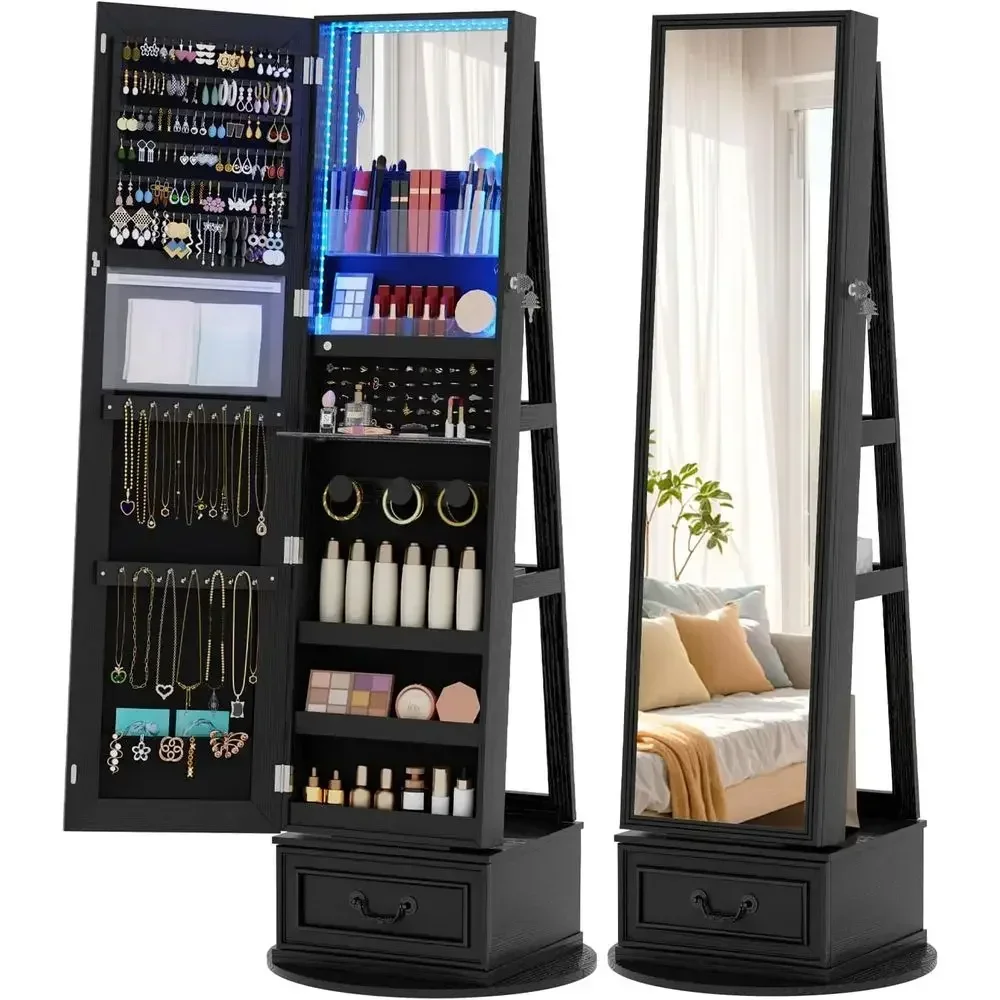 360° Swiveling Lockable Jewelr - Full Length Mirror Jewelry Armoire ulasan dan harga