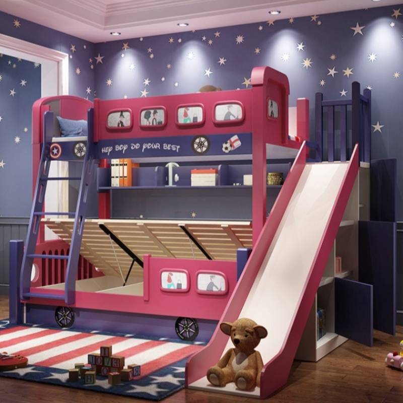 Modern Style Girls Toddler Bed - Bunk Bed With Stairs And Slide ulasan dan harga