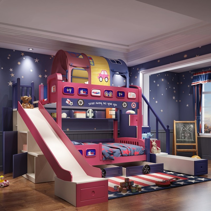 Modern Style Girls Toddler Bed - Bunk Bed With Stairs And Slide ulasan dan harga