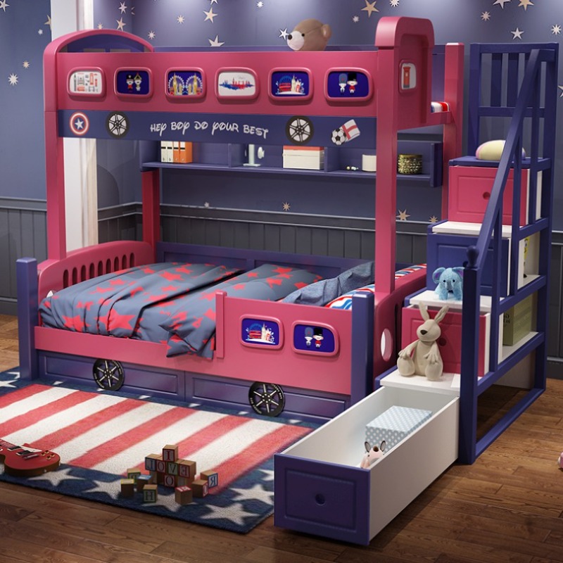 Modern Style Girls Toddler Bed - Bunk Bed With Stairs And Slide ulasan dan harga