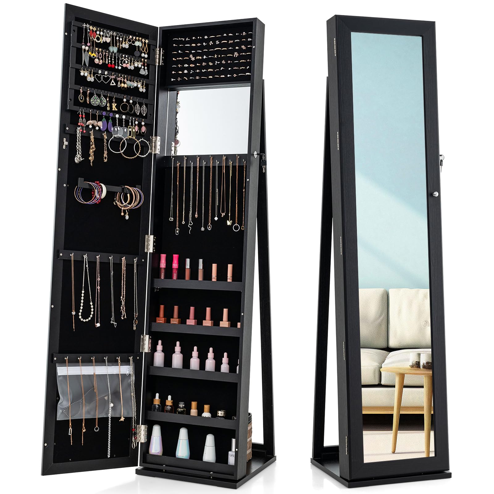 Jewelry Armoire Cabinet with 6 - Full Length Mirror Jewelry Armoire ulasan dan harga
