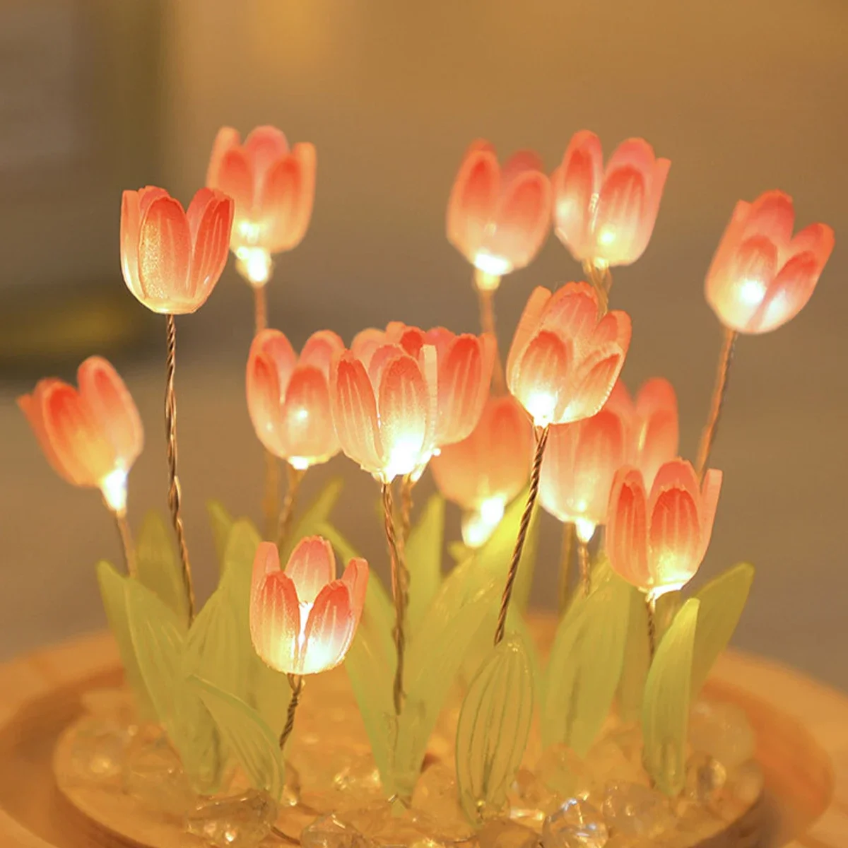 LED DIY Handmade Mini Tulip Ni - Floating Nightstand With Led Light ulasan dan harga